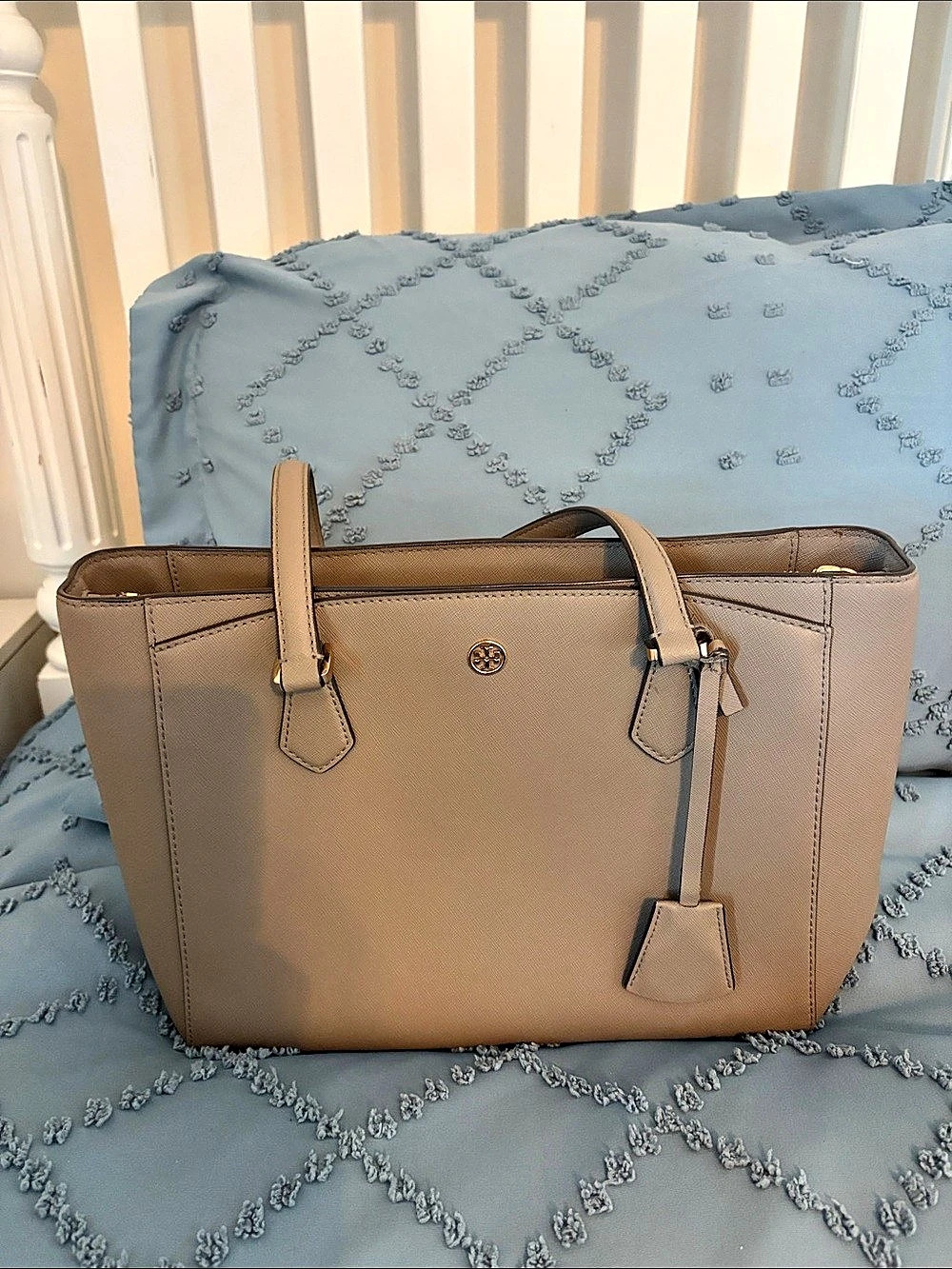 Tory Burch Robinson Small Double-Zip Tote Brown